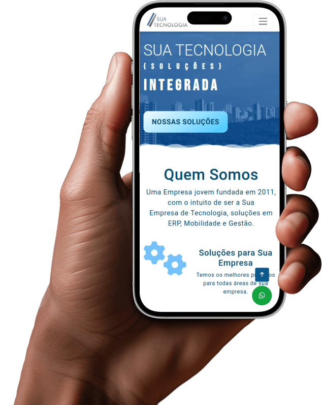 Site responsivo e mobile-friendly exibido em um smartphone iPhone